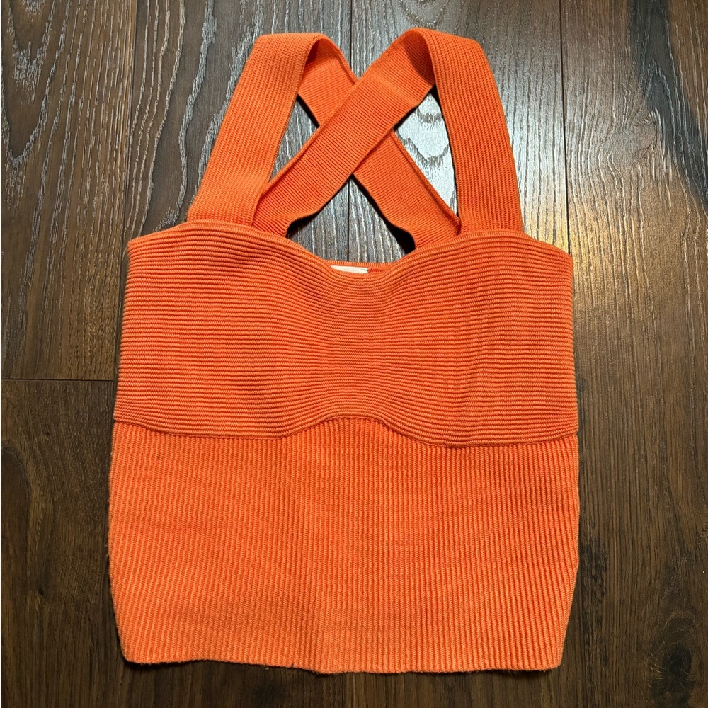 Abercrombie orange knit cross back tank size small